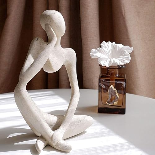 Miniatura 6 de Escultura de estatua china de feng shui, decoración de escritorio de personajes abstractos nórdicos, decoraciones simples para el hogar,