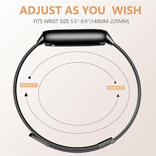 Miniatura 5 de Zedoli Compatible con Fitbit Luxe Bands para mujeres y hombres, correa de repuesto de metal de malla milanesa de acero inoxidable para Fitbit