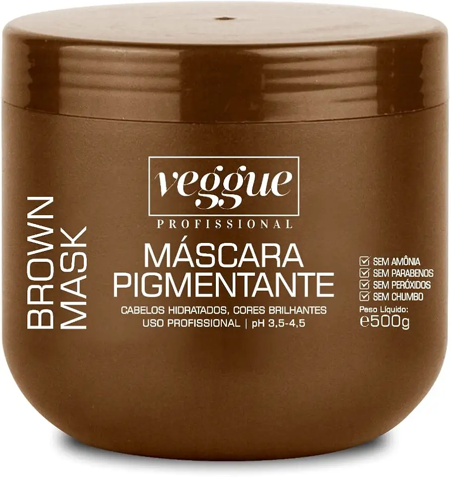 Máscara Capilar Tonalizante Castanho e Iluminado Veggue Profissional 500g
