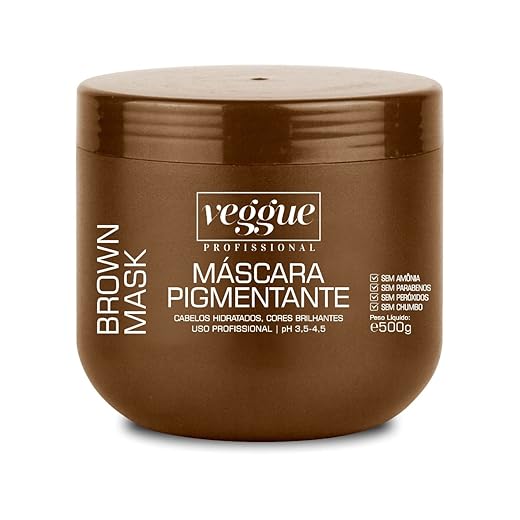 Máscara Capilar Tonalizante Castanho e Iluminado Veggue Profissional 500g