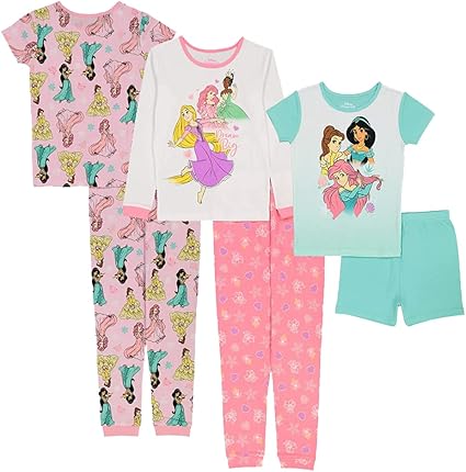 Disney unisex-child 6-piece Snug-fit Cotton Pajama Set, Soft & Cute for Kids