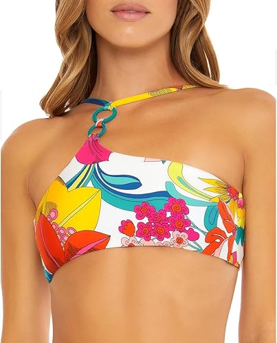 Trina Turk Bikini Fontaine Bandeau estándar para mujer, ajustable, lazo en la espalda, traje de baño separado