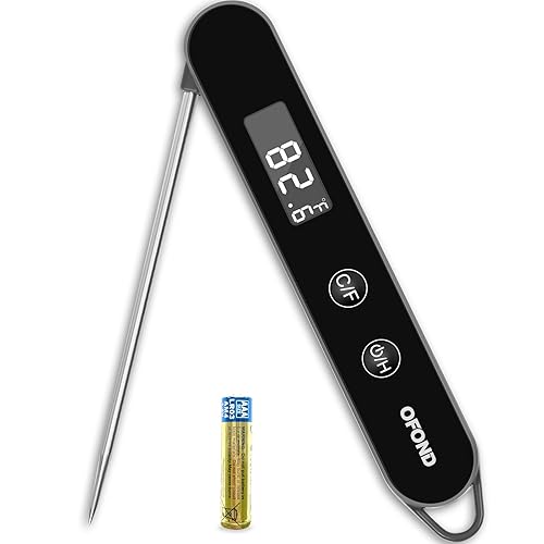 Termómetro digital de carne para asar y cocinar, termómetro de alimentos de lectura instantánea OFOND con batería AAA, pantalla LCD de