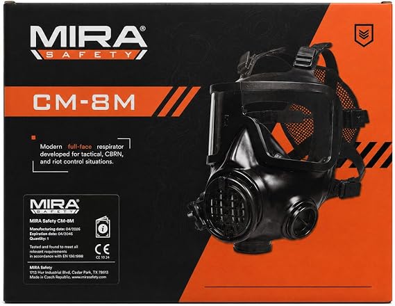 MIRA SAFETY CM-8M Full-Face CBRN Gas Mask W/Canteen - Reusable Survival Nuclear Chemical Respirator for Prepper Gear and Supplies - Best Particulate Protection for Disaster, Tactical, General Use