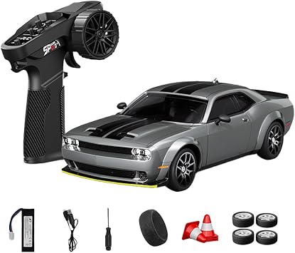 NULA 124 RC Drift Car, D24 RTR Full Proportional 4WD High Speed Remote Control Car with Gyro, Dual Drift Racing Tires, LED Light Effects for Adults- Q2 Liquid Silver / D24-02