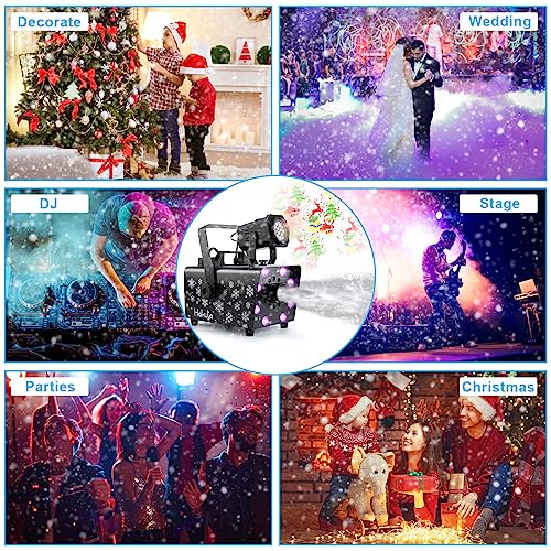 Miniatura 9 de Máquina De Nieve Mejorada Hakuta 800w Con 8 Luces Led Rgb, Proyección Led Y 2 Mandos A Distancia Inalámbricos, Perfecta Para Navidad, Halloween, Fiestas, Bodas Y Escenario De Dj