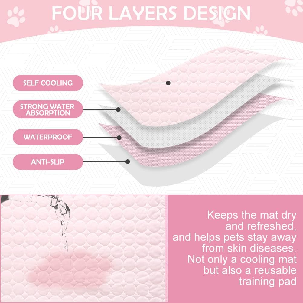Homimp Upgraded Dog Self Cooling Mat for Small Medium Large Dogs, Ice Silk Soft Absorbent Non-Slip Cool Mat Machine Washable Summer Reusable Training Pad for Cat Puppy Kennel Crate Bed