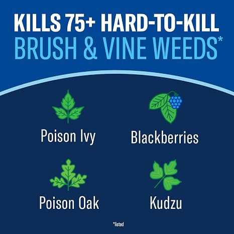 BioAdvanced Brush Killer Plus Concentrate - Mix & Spray - Kills Tough Brush like Poison Ivy and Kudzu - Visible Results in 1-6 Weeks - Rainproof in 4 Hours - 32 fl oz Bottle