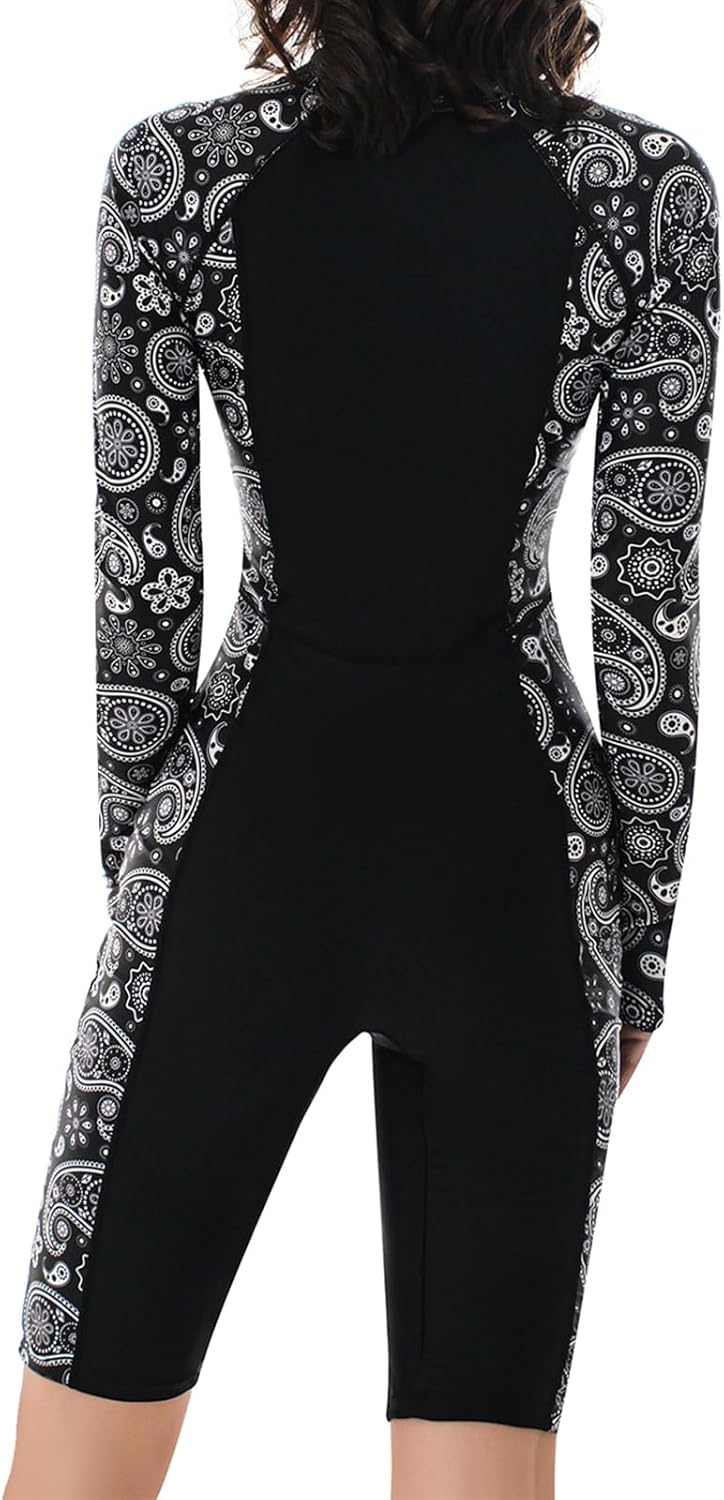 Women's Long Sleeve One-Piece Swimsuit: Rash Guard Boyleg Bathing Suit Sport Surfing Athletic Swimwear