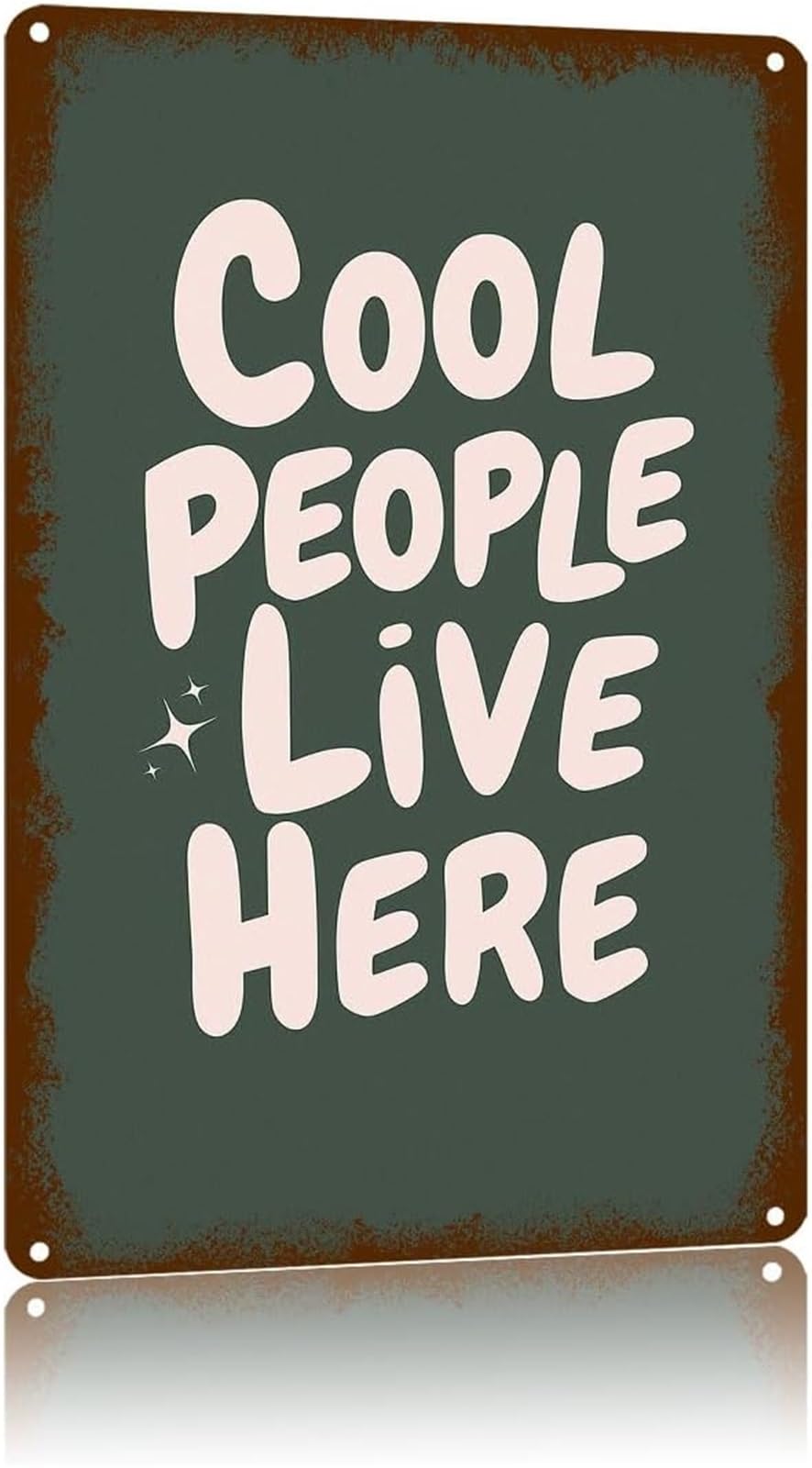 NWPNLXEA Vintage Humor Sign with Saying Cool People Live Here Tin Plaque for Apartment or Condo Decor 8 X 12 in