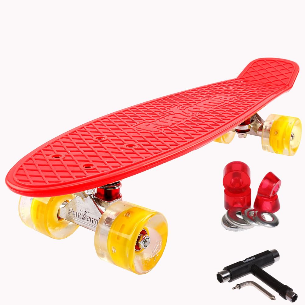 FunTomia Mini Board monopatín Skateboard 57cm - con o sin LED Ruedas - Wheel 59mmx45mm (82A) - Rodamiento ABEC-11 — view 10