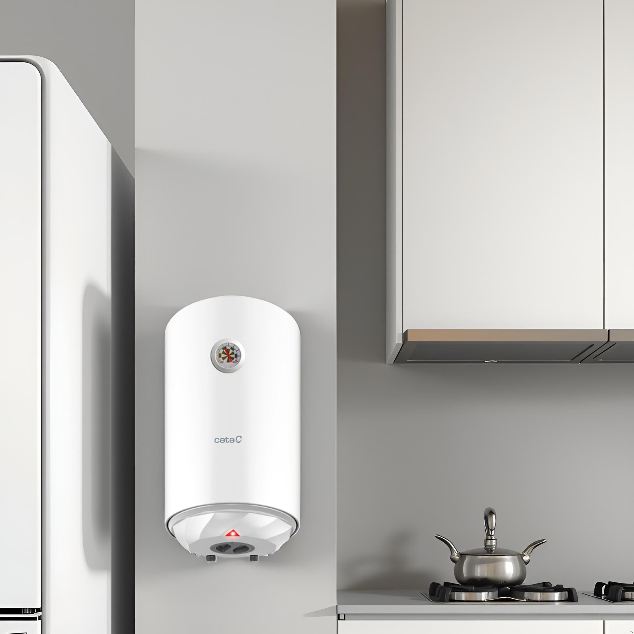 Cata Termo Eléctrico CTR-30-M Forma Redonda 30L Instalación Vertical Display Mecánico Modo ECO Superaislamiento Potencia 1500W Color Blanco