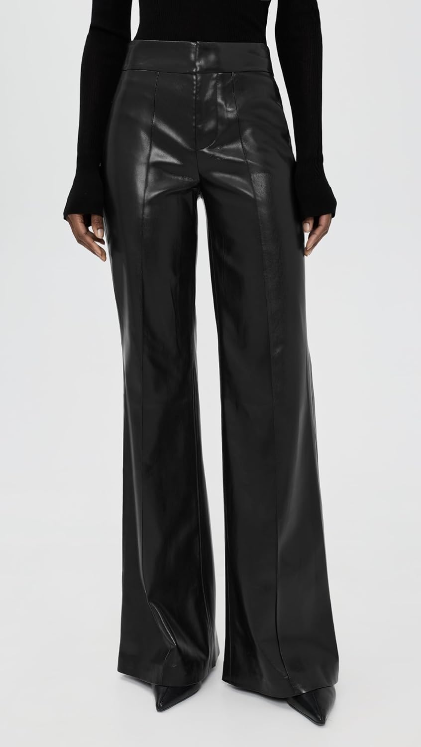 alice + olivia Women's Dylan Faux Leather High Waisted Wide Leg Pants - Image 2