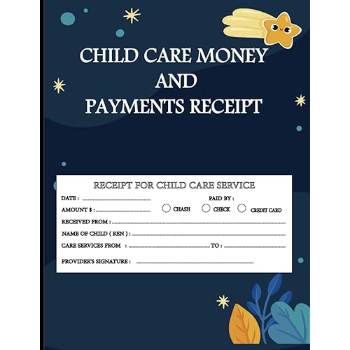 Child care money and payments receipt : Payment Receipt For Child Care Services, Receipts Organizer ,Home Daycares, Preschool center