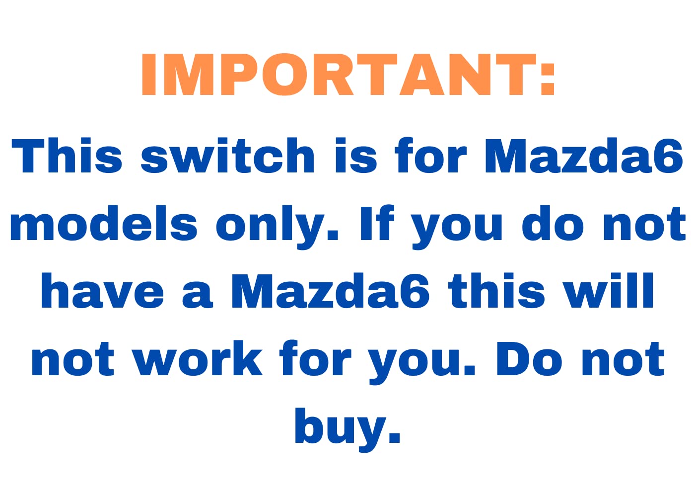 SWITCHDOCTOR Window Master Switch for 2006-2012 Mazda6 ONLY (Mazda 6) (GS3L-66-350)