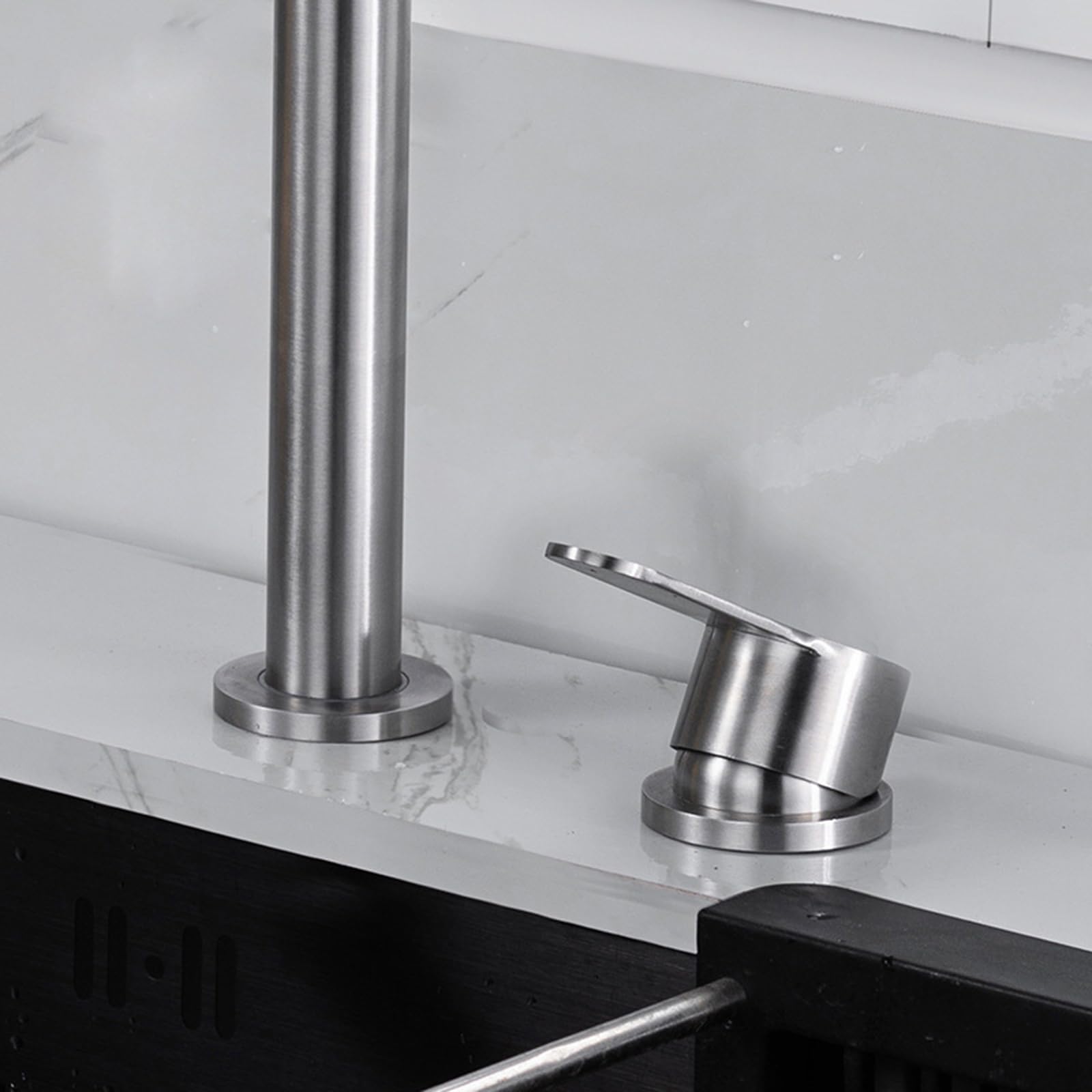 XJTNLB Grifo Cocina Plegable Bajo Ventana Cepillado Grifos de Cocina Fregadero Monomando Grifo Mezclador Cocina Fregadero Oculto de Elevación