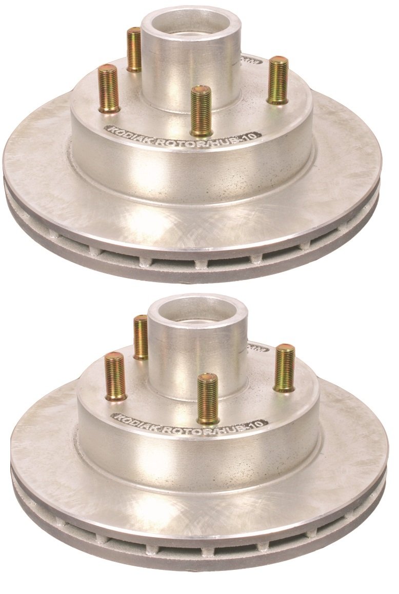 2-Pk Kodiak Trailer Brakes Dacroment 10 Inch 5 Lug Hub Rotor 84 Spindle