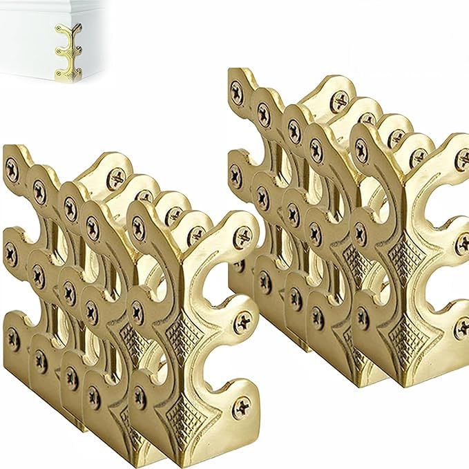 Skiffers Baseboard Corner Protectors,Skirting Board Protectors,Solid Brass Skirting Board Corner Protectors,Baseboard Corner Protectors,Vintage Solid Brass Skirting Board Protectors (Gold, 10 pcs)