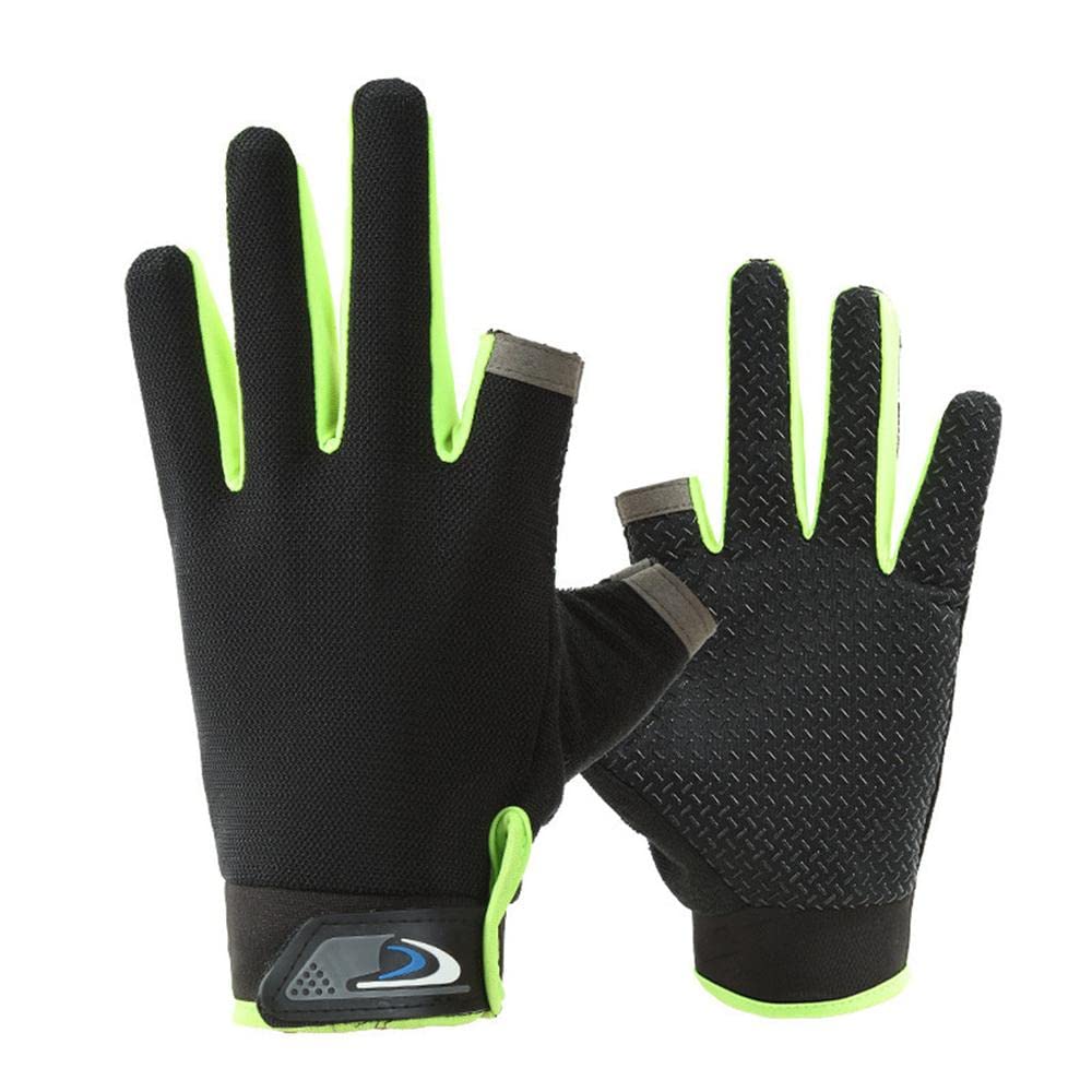 Uteruik Men's Fishing Gloves 2 Finger Gloves Anti-slip Fingerless Finger Gloves for Motorcycle Cycling Climbing Hiking Hunting, 1 Pair (#B)