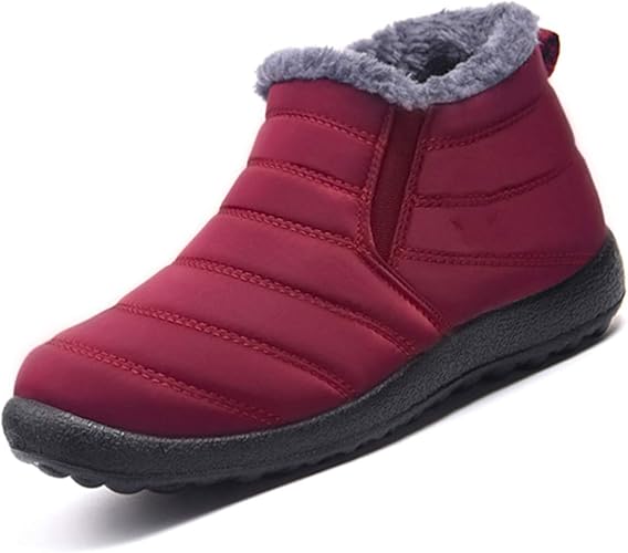 QKFON Onverwoestbare waterdichte sneeuwschoenen voor dames, pluche gevoerd,  dikke warme laarzen, lichte veiligheidsschoenen met anti-slip zool  wintercadeau voor moeder : Amazon.nl: Kleding, schoenen \u0026 sieraden