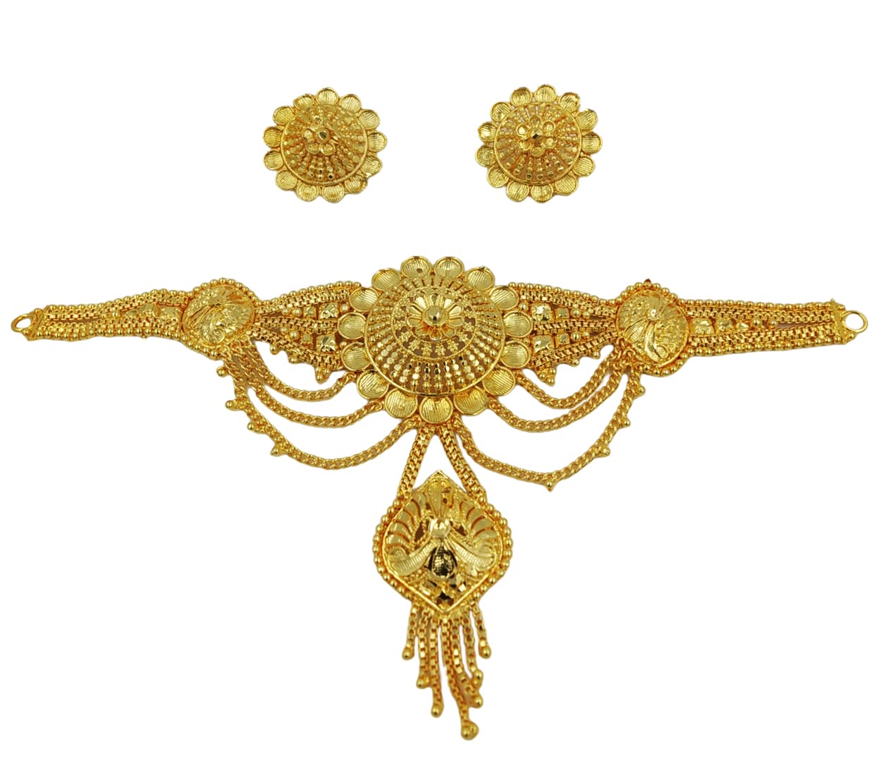 Tanvi J Gold Plated Traditional Copper Chokar with Earrings (Big_Chokar_9) (B0B914HNLN) Amazon Price History, Amazon Price Tracker