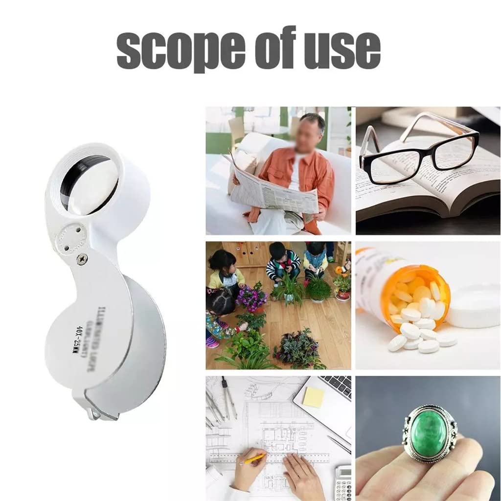 Vidrio óptico de Vidrio óptico Plegable con Lupa de Lupa Ligera Reparación de Reloj de Lectura de Vidrio óptico