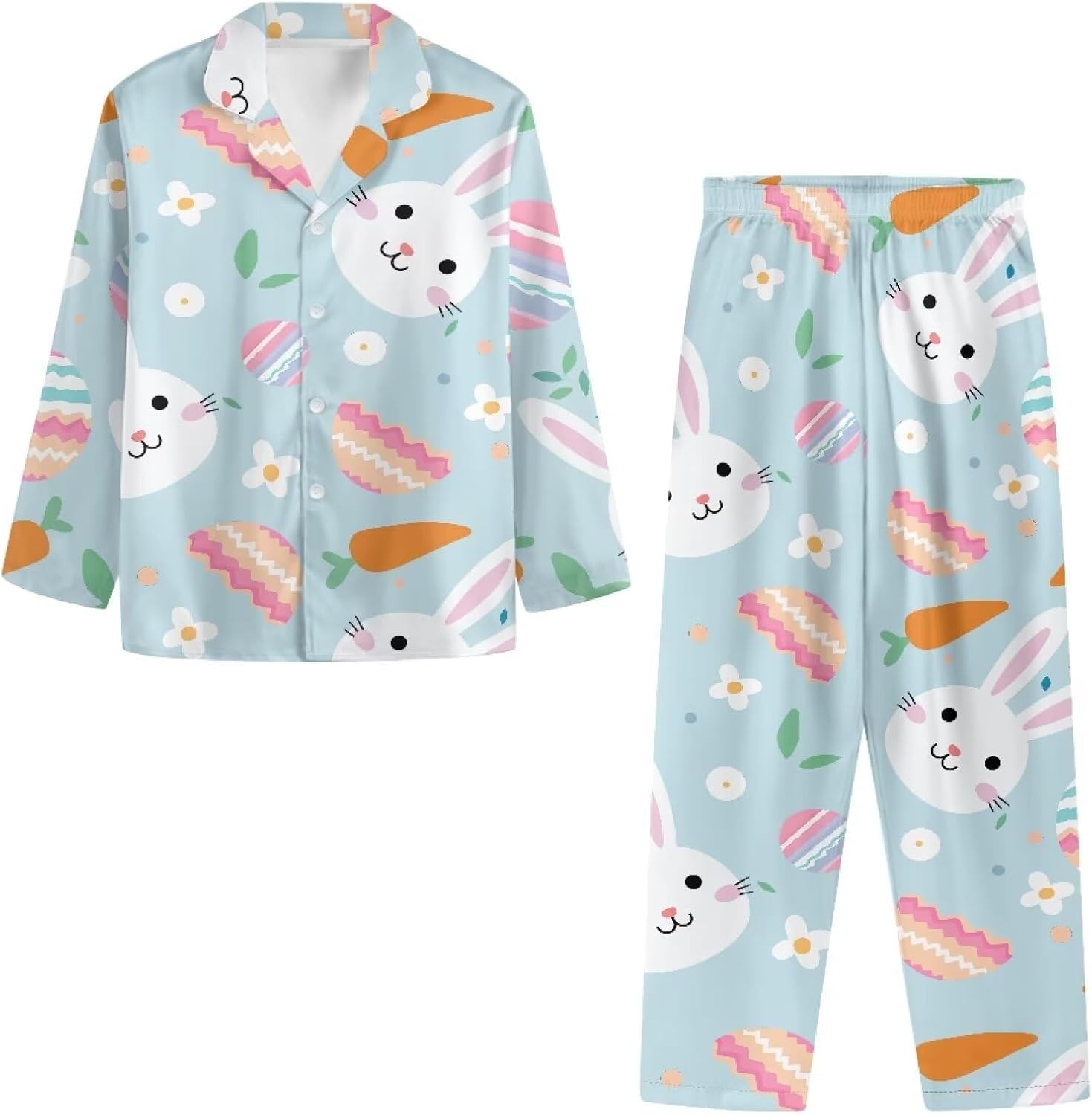 Rnyleeg Women Pajamas Set Soft Button Down Sleepwear V-Neck Nightwear Long Pjs Set XS-4XL