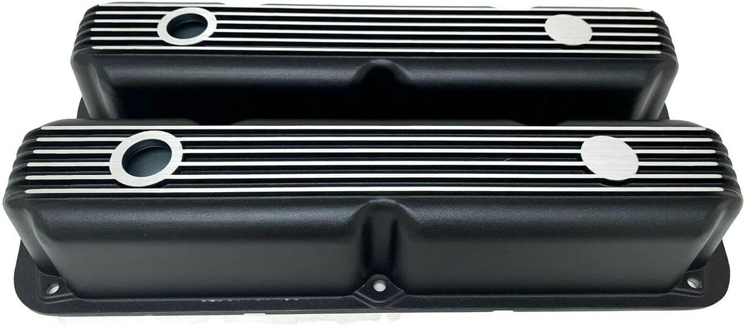 Compatible with Mopar Performance 318, 340, 360 Valve Covers - Black - Die-Cast Aluminum