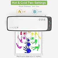 Vista 9 de Máquina laminadora de 9 pulgadas de laminación térmica y paquete de 20 hojas de laminación de 8.5 x 11 pulgadas, bolsas de laminación térmica