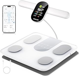 Smart Scale for Body Weight, 8 Electrode Bathroom Scale for Weight Fat BMI Muscle Mass, 28 Full Body Composition Analyzer, Accurate Weight Scale, Rechargeable, 400 lbs, White