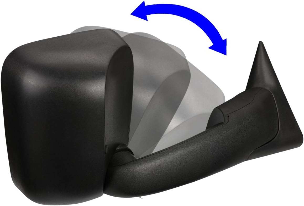 DNA MOTORING TWM-012-T222-BK-R Manual Flip Up Towing Mirror Right/Passenger Compatible with 02-08 Ram 1500/03-09 Ram 2500 3500