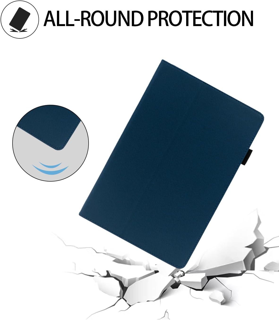Case for Doogee T30E Android 14 Tablet 11 Inch，Premium Leather Business Folio Stand Cover with Hand Strap for Tablet,Darkblue.