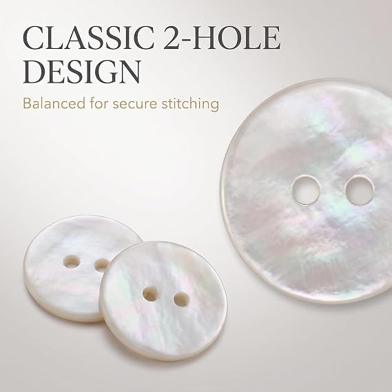 30Pcs Gray Pearl Shell Buttons for Sewing,Mother of Pearl Set, Shell Buttons for Clothes Blazer Suits Shirts Crafts DIY 15mm/18mm/20mm 3 Sizes 2 Holes Sewing Notions and Supplies