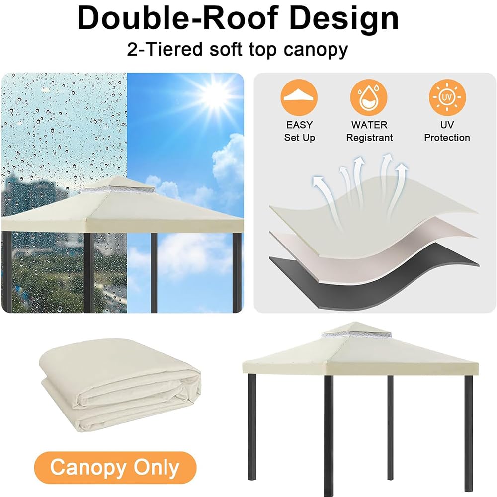 Pavillon Ersatzdach 3x3m Wasserdicht - Doppeldach Mit Luftablass Für Garten & Party