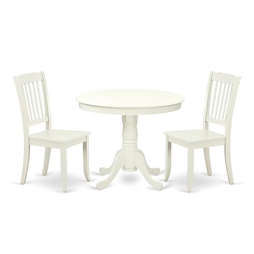 East West Furniture ANDA3-LWH-W 3 Piece Dining Set Contains a
