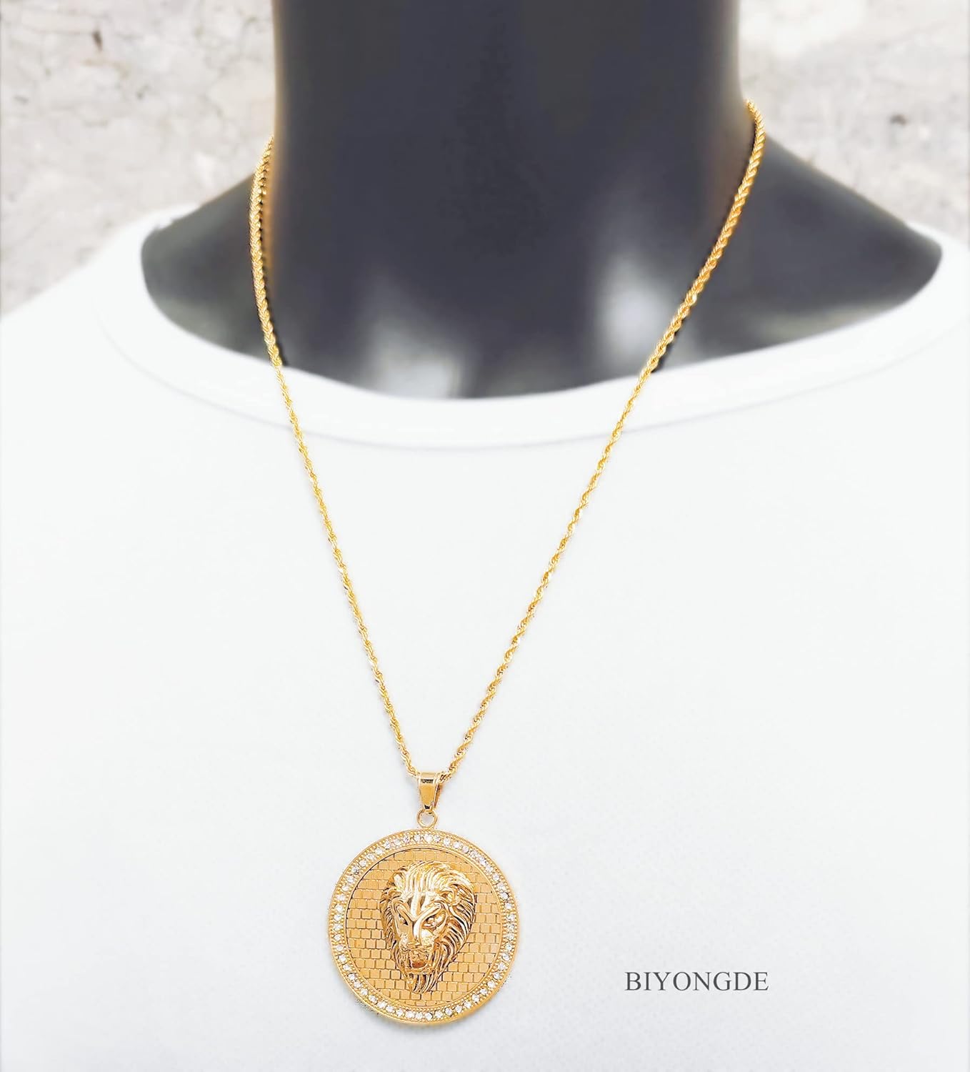 Stainless Steel Lion Head Lion of Judah Pendant Necklace with Chain, Mens Womens - Image 3