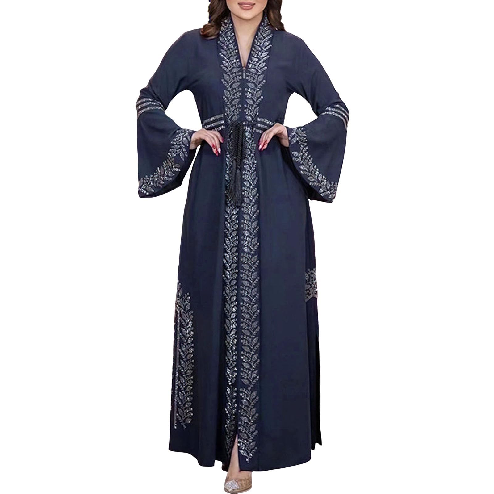 Generisch Muslimische Gebetskleidung mit Langen Ärmeln für Damen (Blue, L)