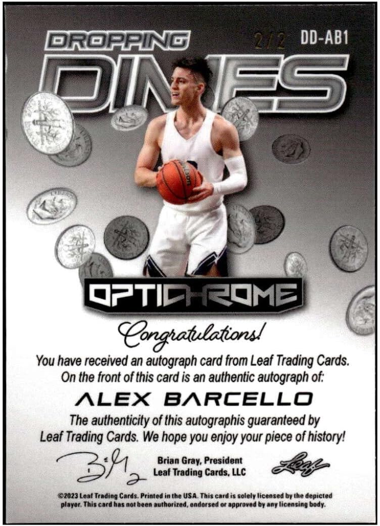 ALEX BARCELLO RC AUTO 2022-23 Leaf OptiChrome /2 Dropping Dimes Autograph ROOKIE BYU MT-MT+ NBA Basketball XRC