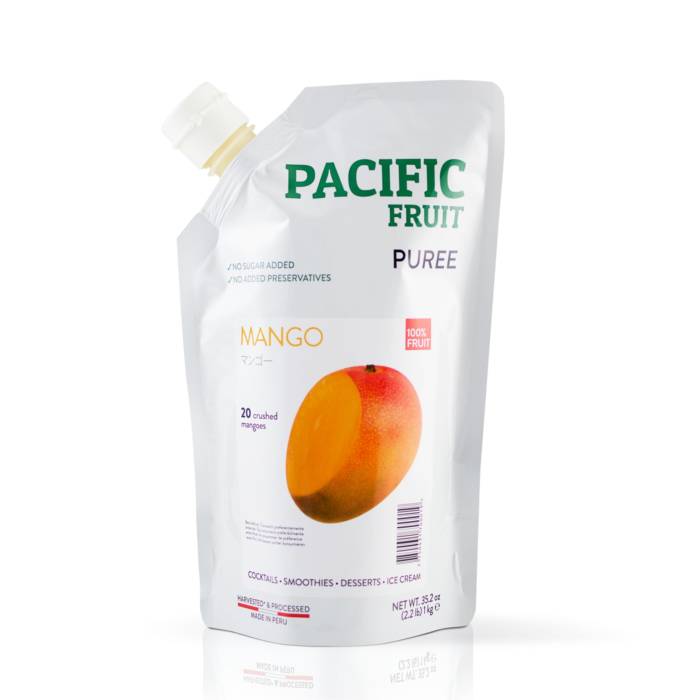 PACIFIC FRUIT - Real Mango puree for cocktails - Mango juice no sugar added – Pure mango – 100% REAL FRUIT!