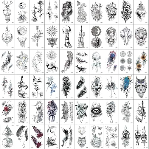 ToutoDecal Temporary Tattoos, 64 Sheets Black & White...