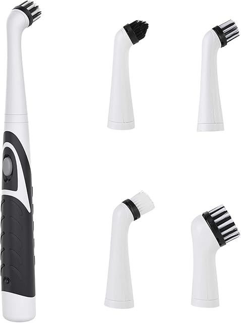 SANON Electric Cleaning Brush, Household Sonic Spin Scrubber with 4 Clean Heads for Bathroom Household Floor Tile and Kitchen Car Deep Cleaning ( Tough Cleaning, Black )