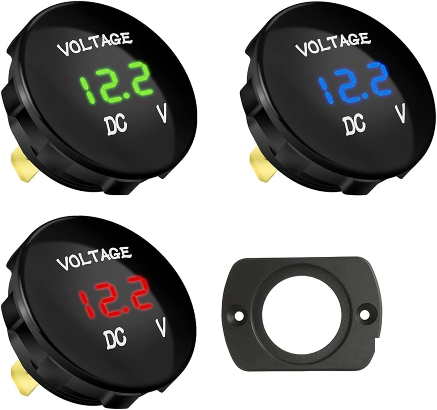 DC 12V 24V Car LED Display Voltmeter Digital Voltage Meter Gauge Waterproof Mini Battery Monitor Indicator for Motorcycle Boat(Blue Led)