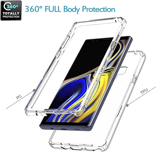 Miniatura 3 de Funda de teléfono para Galaxy Note 9, N960U con protector de pantalla de vidrio templado, carcasa protectora de cuerpo completo transparente de