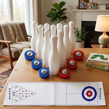 Family Friendly Shuffleboard Bowling Game Tabletop Interactive Fun for All Ages