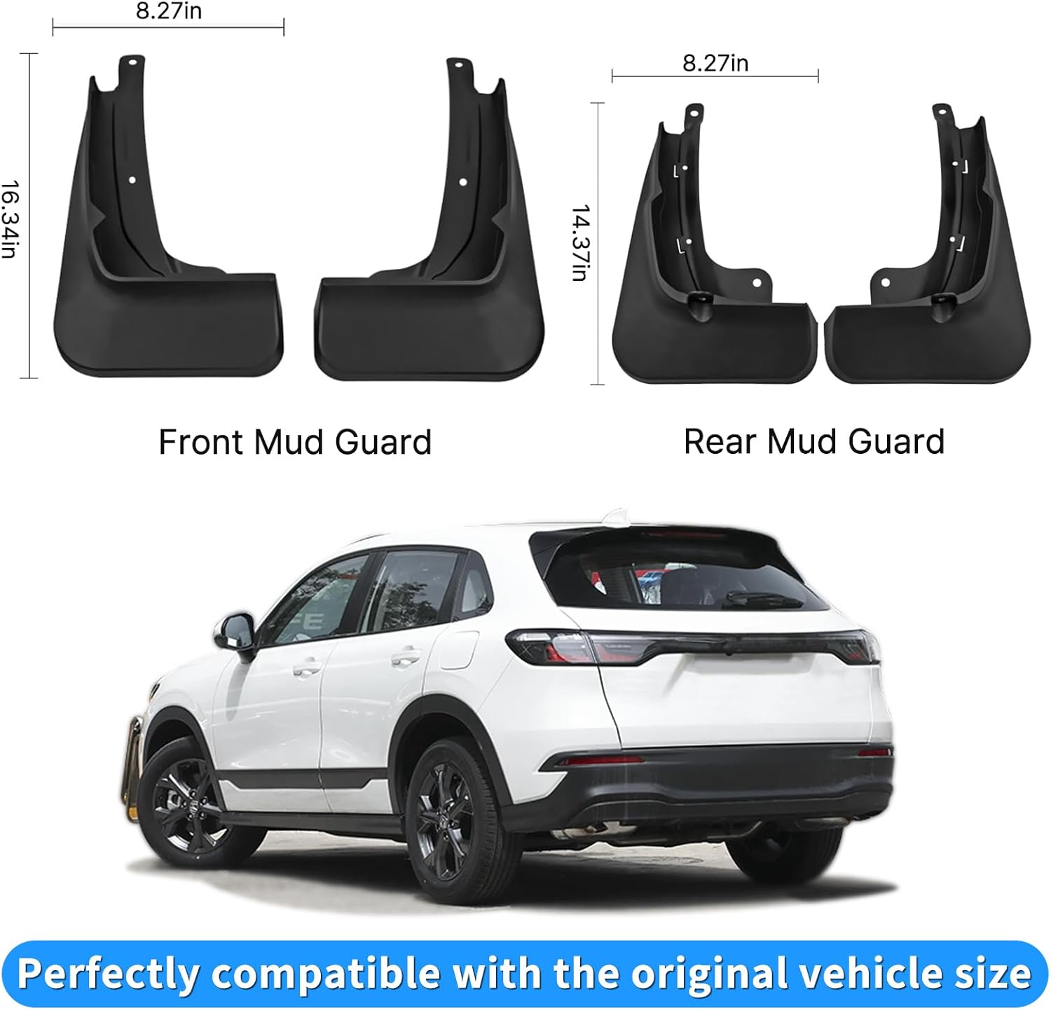 MIALUTY® Mud Flaps for 2023 2024 2025 Honda HR-V All Weather Mud Guards Splash Vehicle Sediment Protection HRV Accessories No-Drill Front and Rear (Set of 4)