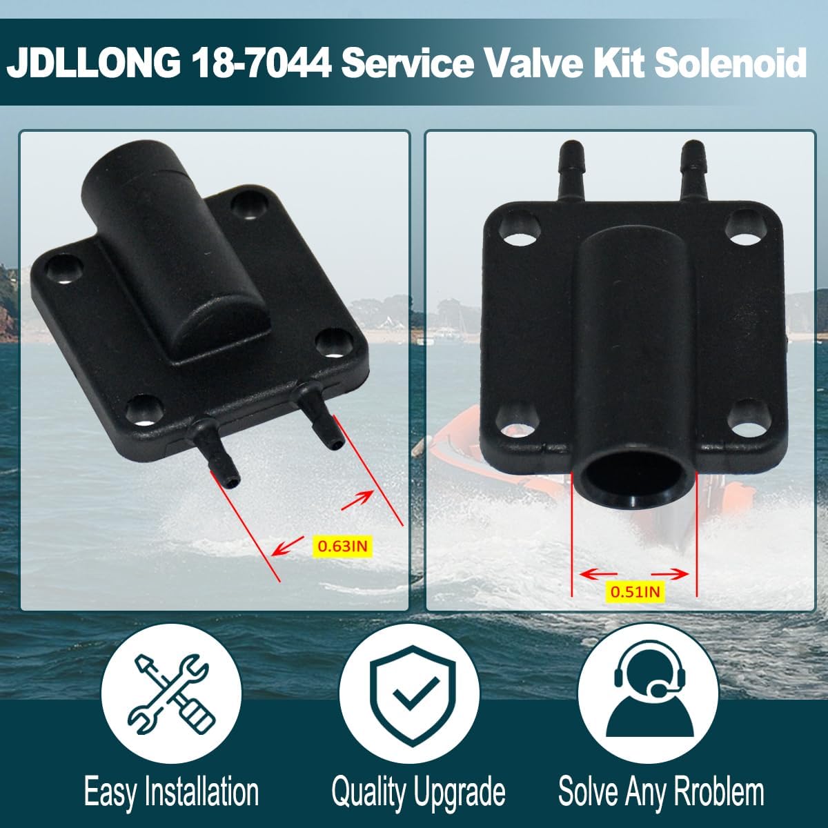 18-7044 Primer Solenoid Service Valve Kit Replacement for Johnson Evinrude 175158 437228 Outboard Engine Maintenance Valve