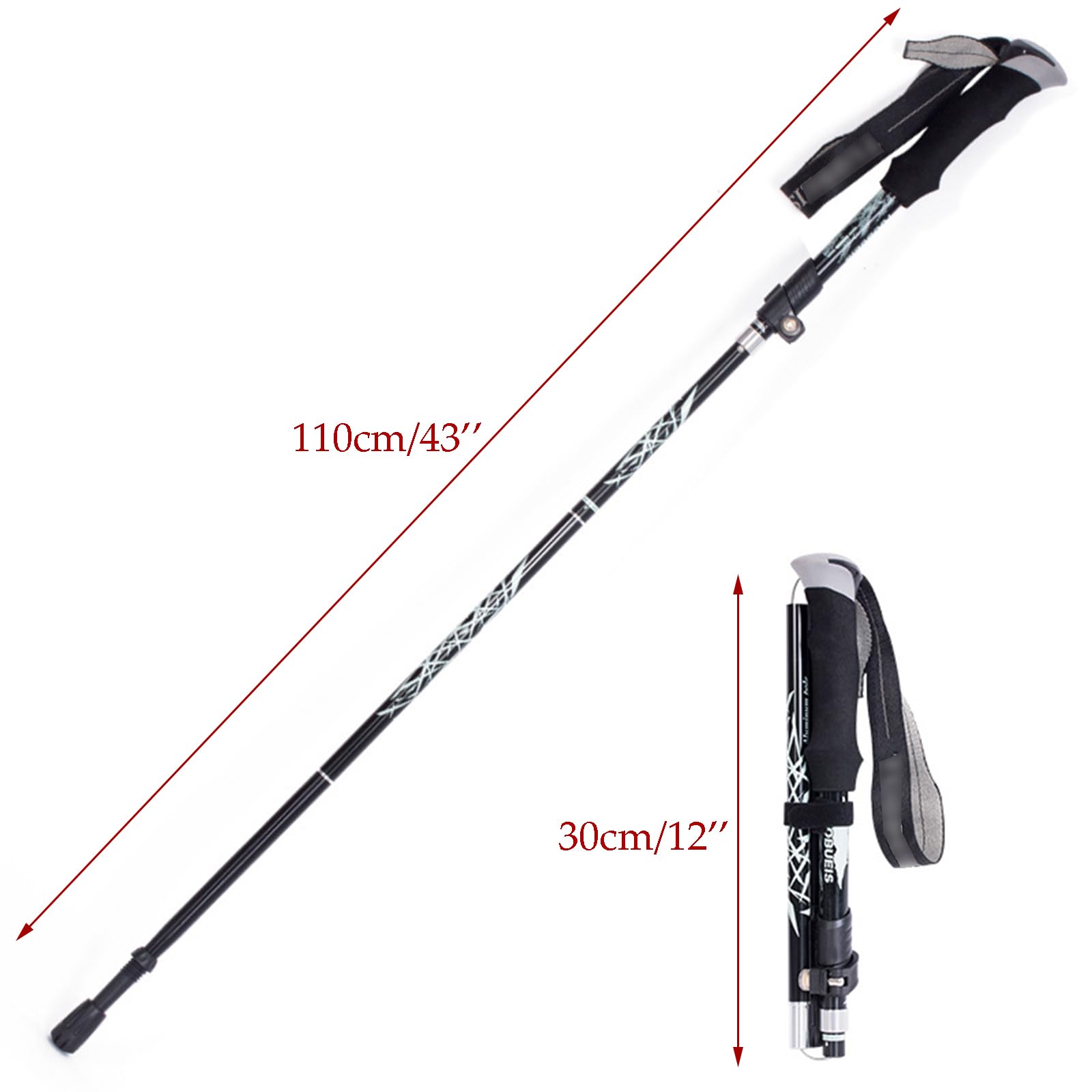 ThreeH Pair of 2 Hiking Poles Trekking Poles Foldable Walking Sticks for Men Women Lightweight Collapsible Climbing Poles for Backpacking Camping Black - Image 3