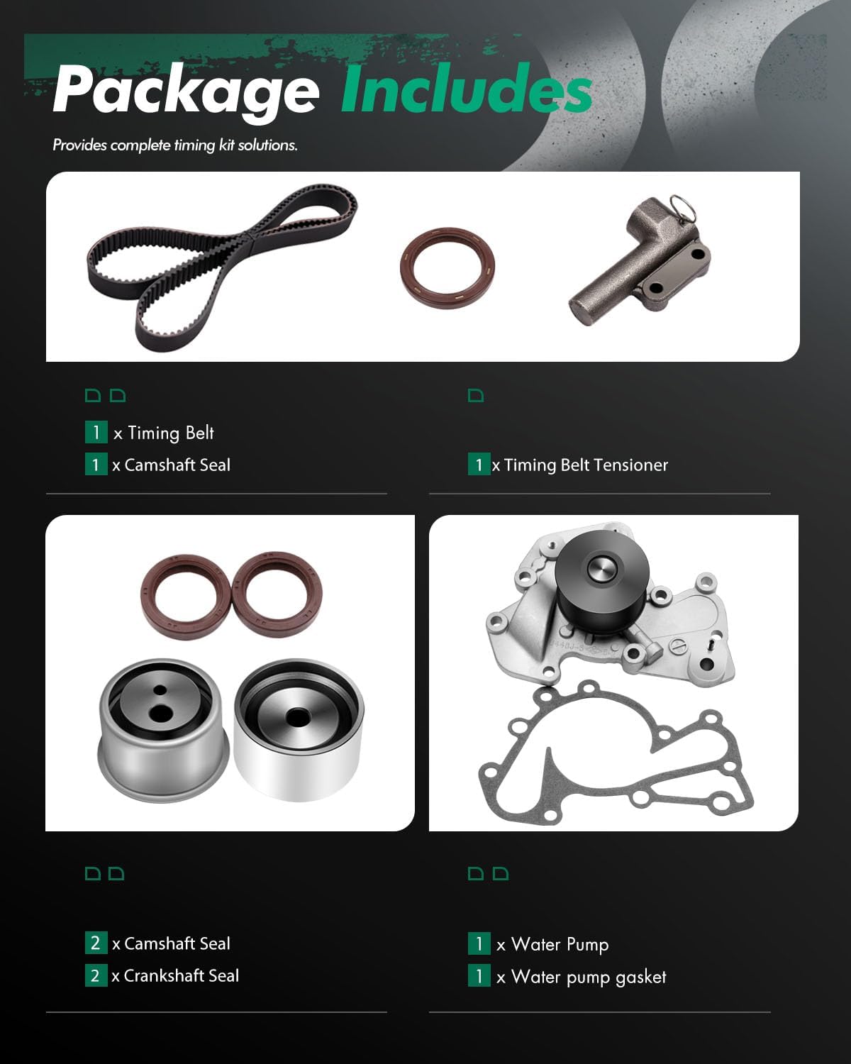 Scitoo New Timing Belt Water Pump Tensioner Kit Fits 2.5L 2.7L for Kia for Sportage Optima for Hyundai Sonata Tucson Tiburon Santa Fe 24 G6BA G6BV DELTA Engine