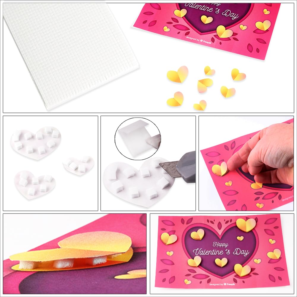 3D Foam Squares By Scrapbook Adhesives By 3L - Quadratini Di Schiuma Per Scrapbooking E Cardmaking, Bianco, 6.35 Mm