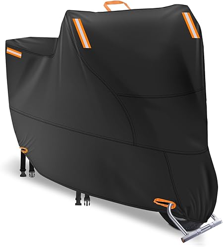 Funda impermeable para motocicleta 600D para interiores y exteriores, con 4 tiras reflectantes y 2 agujeros de bloqueo, 2 hebillas fijas y 1 asa, 1 disponible en Yaxa El Salvador